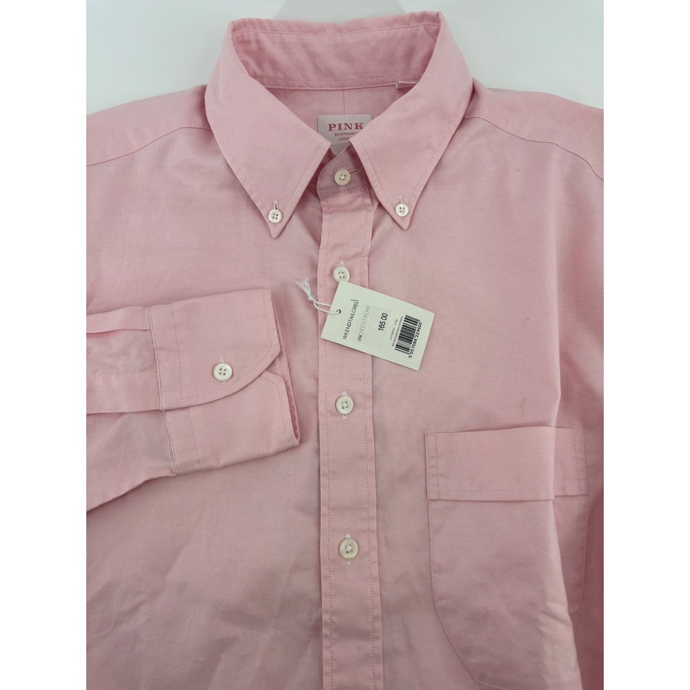 Thomas Pink Button Down Shirt Mens Large Pink Wkend Tailored Oxford NWT Luxury